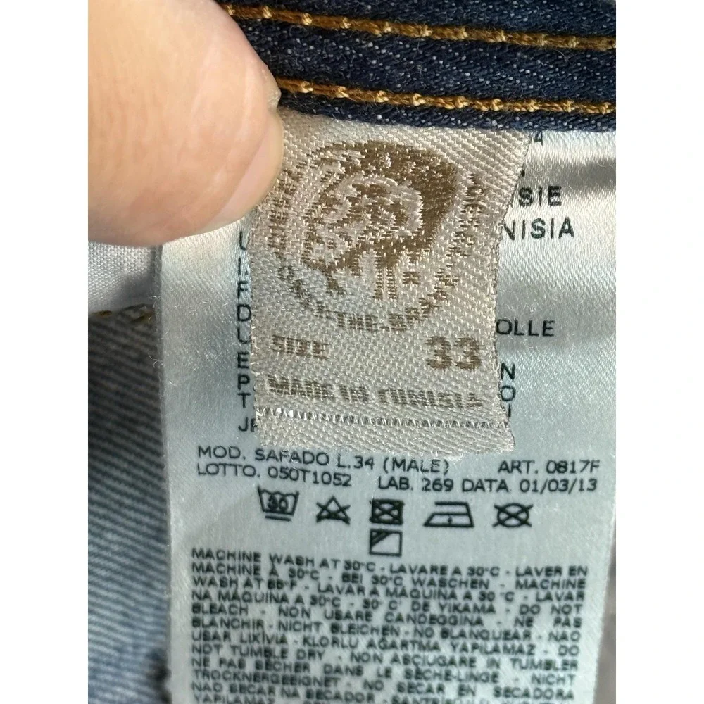 Diesel Safado Jeans Mens 33x34 Medium Wash Blue Slim Straight Distressed Denim